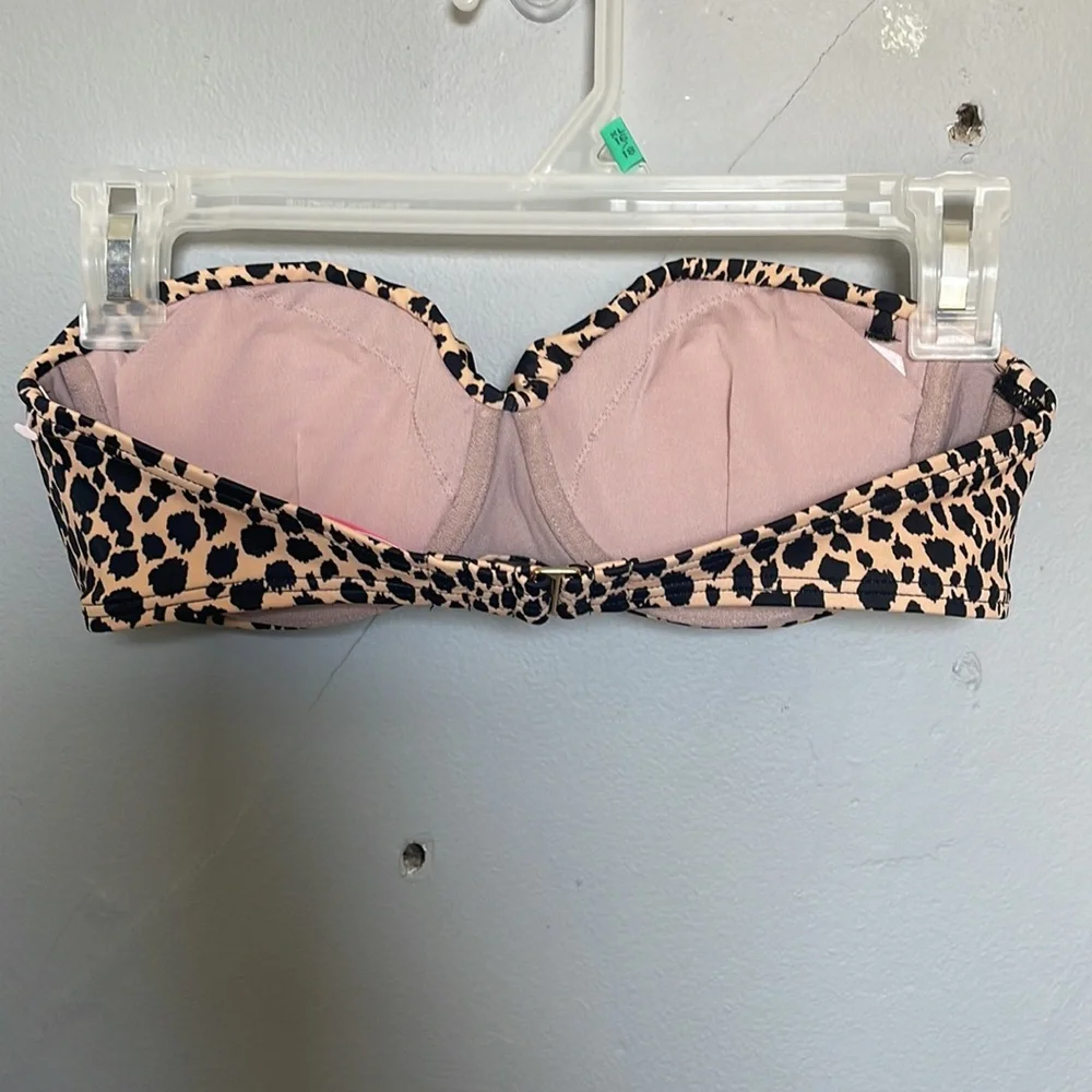 Victoria’s Secret The Knockout Bandeau 32C bikini top animal print swim leopard